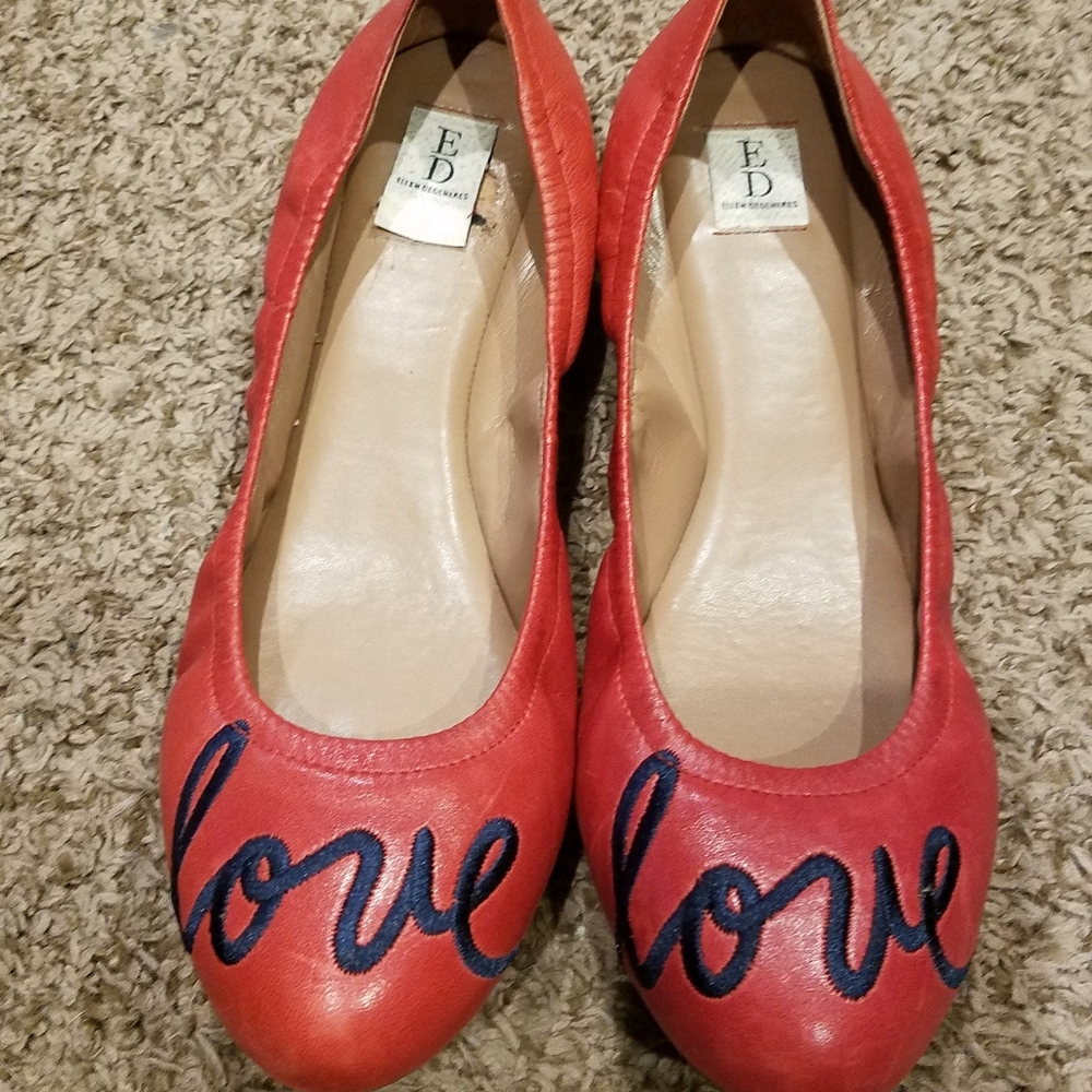 Ellen DeGeneres "Love" red flats